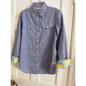 Lilly Pulitzer Women’s Sz XS Blue White Gingham Button‎ Down Resort Fit Blouse